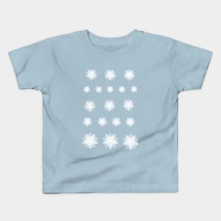 Seasonal Holiday Snowflake Pattern in White Kids T-Shirt